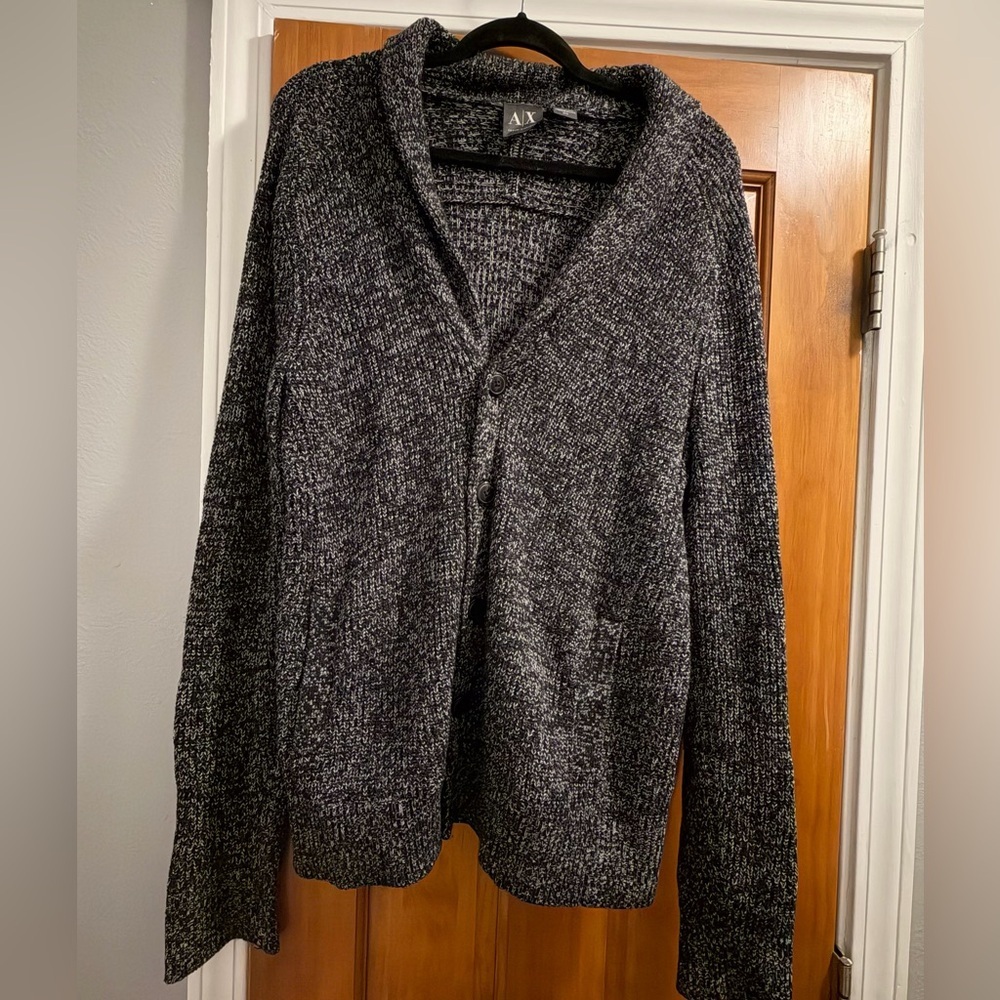 Men’s Armani Exchange Black and White Knit Cardigan